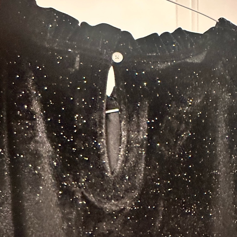J. Crew black velvet glitter tier midi dress - Picture 4 of 5